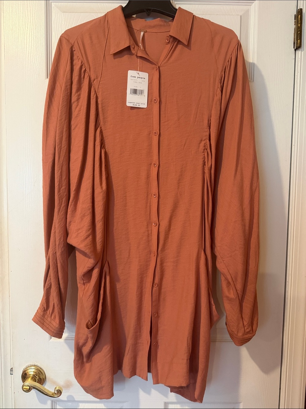 Free People Terra Cotta Button-Up Tunic